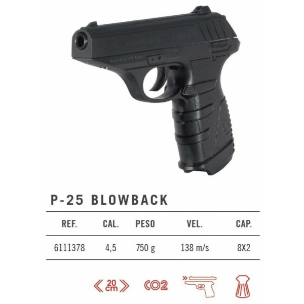 PISTOLA GAMO P-25 BLOWBACK CAL.4.5