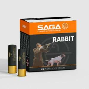 Cartucho Saga Rabbit 32 gramos calibre 12, ideal para caza de conejo.
