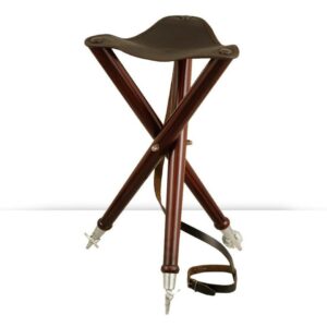 BANQUETA MADERA Y PIEL PATAS ACERO 60CM