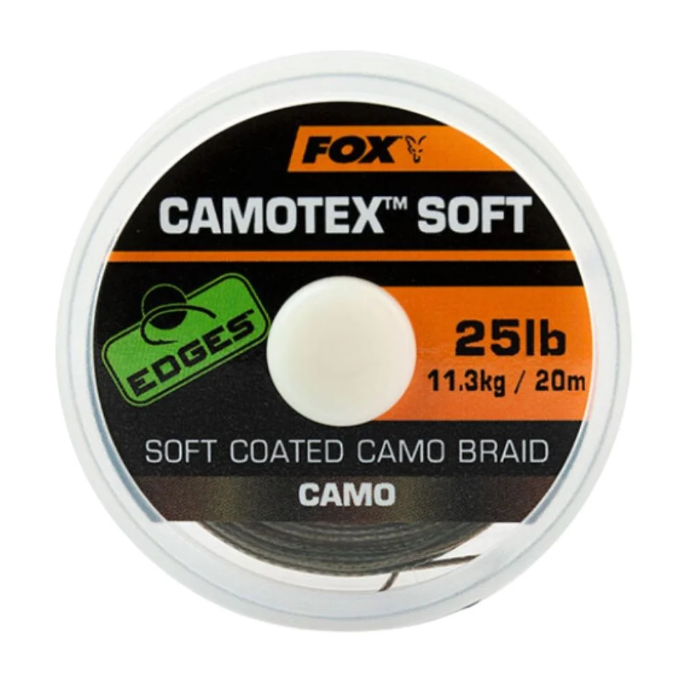 ¡Optimiza tu pesca con el Trenzado Bajos Fox Camotex Blando Camo 25LB!