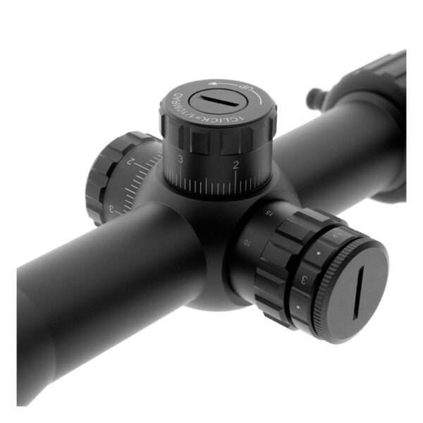 Visor Shilba 2.5-15x50 B4A, con retícula iluminada y ajustes precisos, ideal para caza y tiro deportivo.