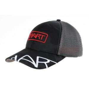 gorra hart one negra y gris con letras rojas