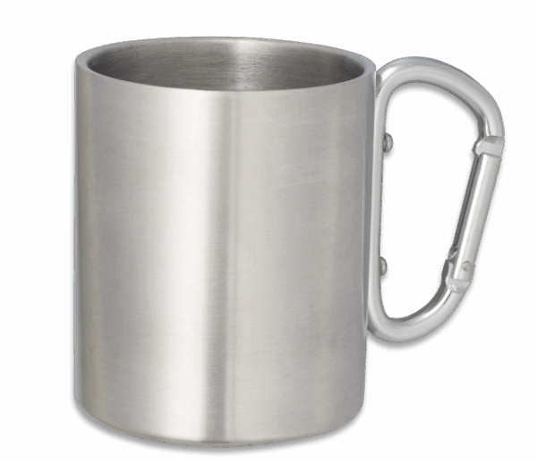 vaso metálico con mosquetón
