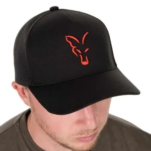 gorra fox negra naranja baseball pesca