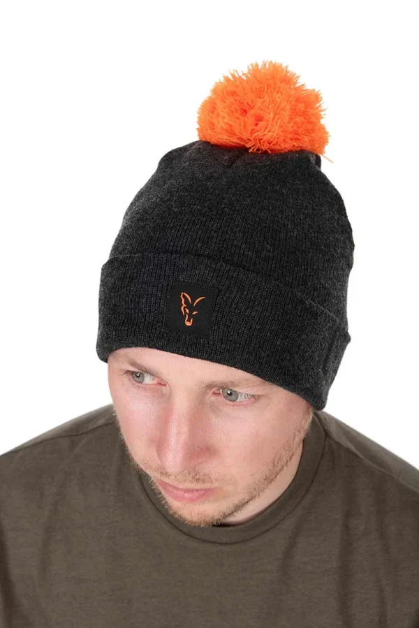 gorro fox negro naranja pesca