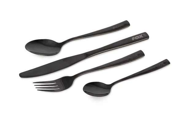 set cubiertos fox black stainless cutlery
