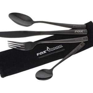 set cubiertos fox black stainless cutlery