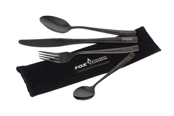 set cubiertos fox black stainless cutlery