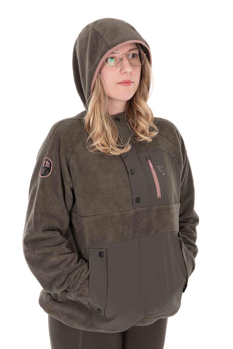 sudadera fox hooded fleece pullover dusty olive
