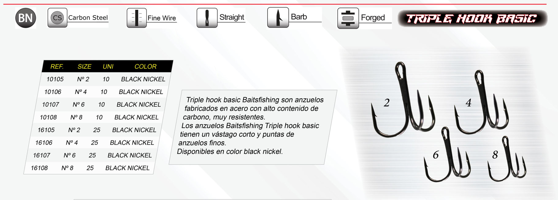anzuelo triple hook basic baitsfishing